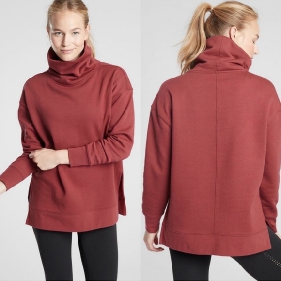 Athleta Tops - Athleta 24/7 Funnel Turtle Neck Oversized Sweatshirt Maple Red Size Small